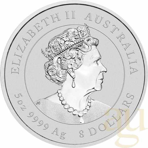 5 Unzen Silbermünze Australien Lunar III Hase 2023 - coloriert