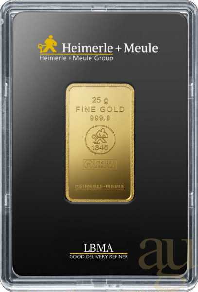 25 Gramm Goldbarren Heimerle + Meule