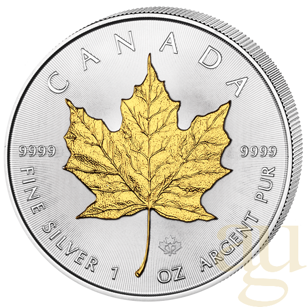 1 Unze Silbermünze Maple Leaf 2016 teilvergoldet