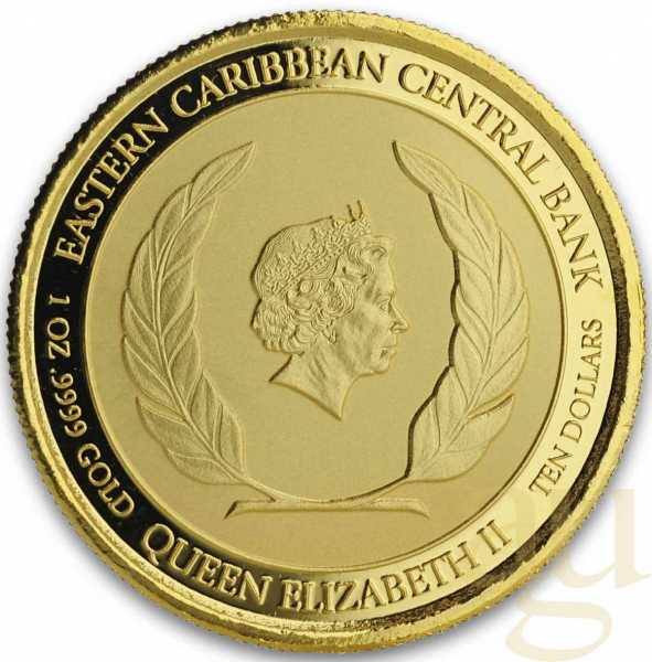 1 Unze Goldmünze EC8 Antigua & Barbuda - Rum Runner 2019 - coloriert