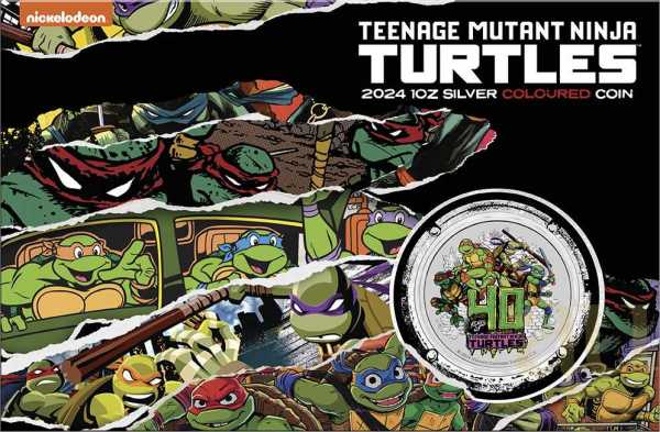 1 Unze Silbermünze Tuvalu Teenage Mutant Ninja Turtles 40th Anniversary 2024 coloriert - Coincard