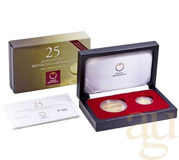 1,25oz Goldmünzenset Wiener Philharmoniker 2014 polierte Platte - 25 Jahre