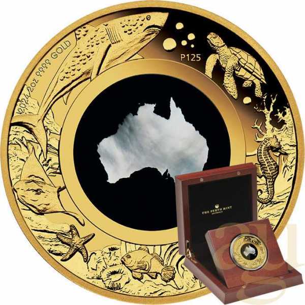 2 Unzen Goldmünze Australien Great Southern Land Mother of Pearl 2024 - polierte Platte
