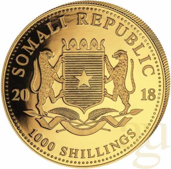 1 Unze Goldmünze Somalia Elefant 2018