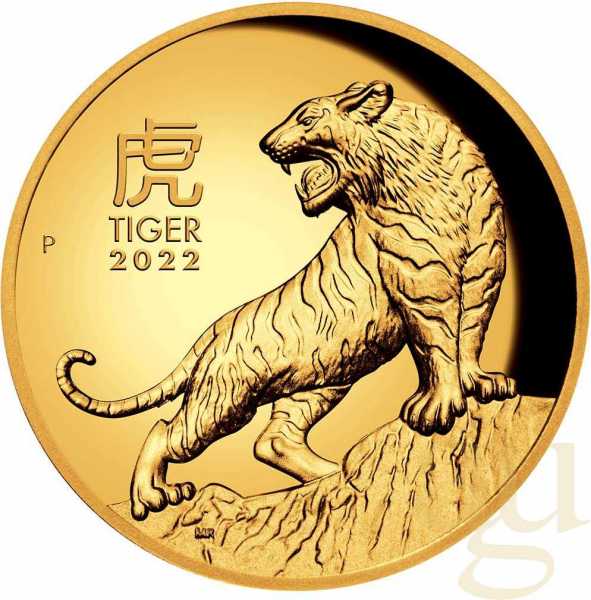 1 Unze Goldmünze Australien Lunar III Tiger 2022 - polierte Platte - High Relief