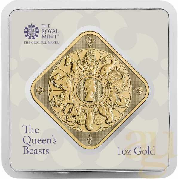31,1 Gramm Goldbarren The Royal Mint - Queen's Beasts