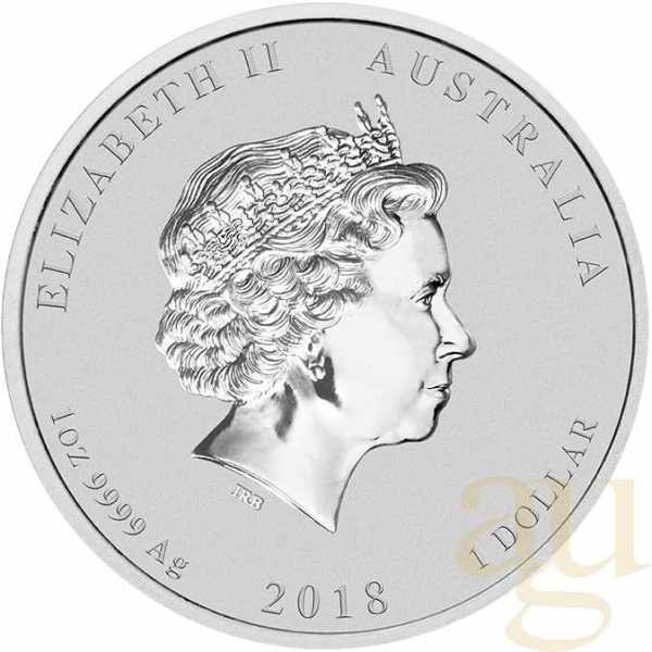 1 Unze Silbermünze Australien Lunar II Hund 2018