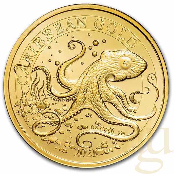1 Unze Goldmünze Barbados Octopus 2021