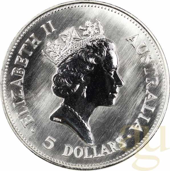 1 Unze Silbermünze Australien Kookaburra 1990