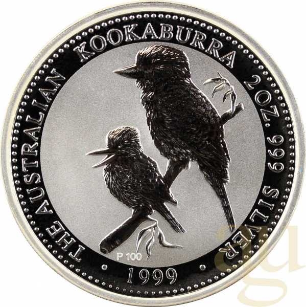2 Unzen Silbermünze Australien Kookaburra 1999