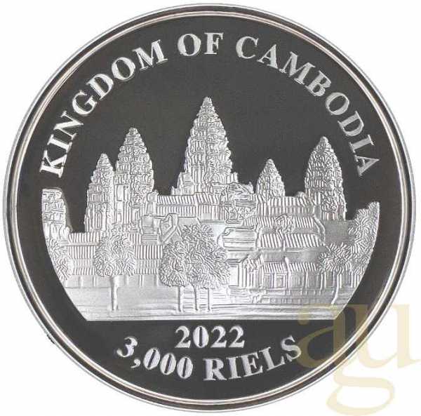 1 Unze Silbermünze Kambodscha Lost Tigers 2022 proof - High Relief
