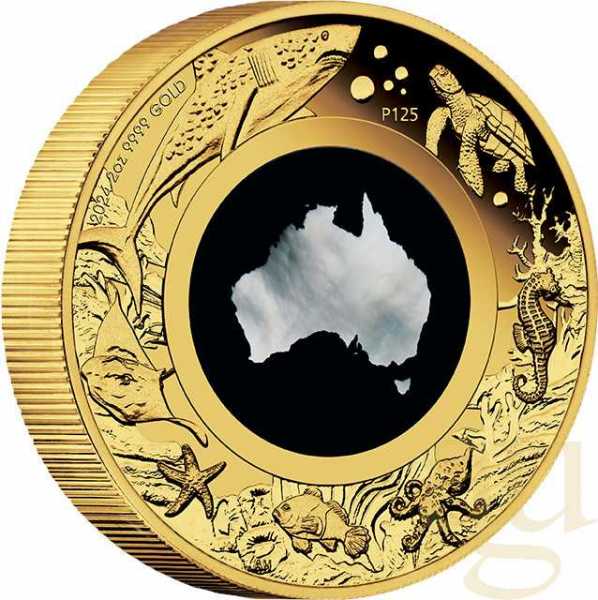 2 Unzen Goldmünze Australien Great Southern Land Mother of Pearl 2024 - polierte Platte