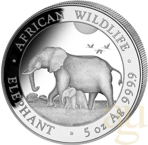 5 Unzen Silbermünze Somalia Elefant 2022