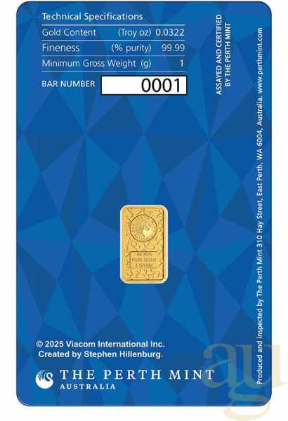 1 Gramm Goldbarren Perth Mint - Spongebob Schwammkopf