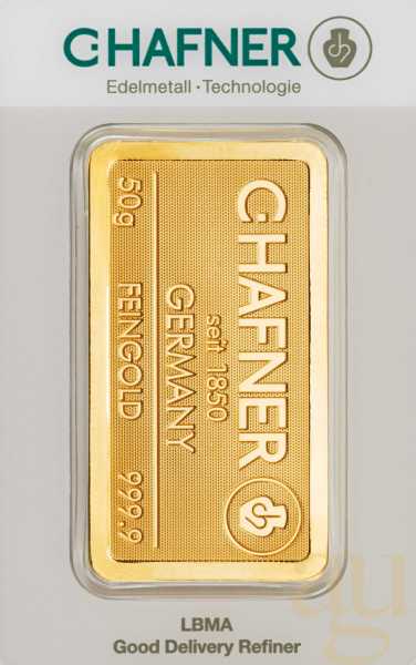 50 Gramm Goldbarren C. Hafner