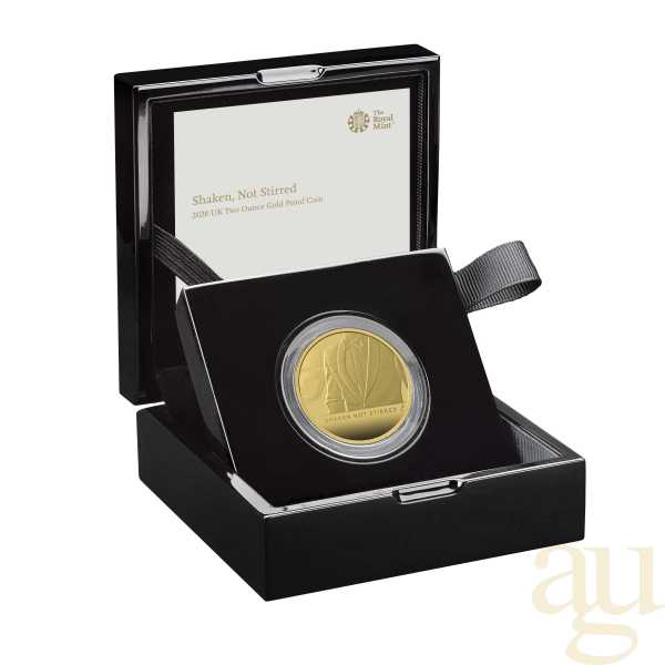 2 Unzen Goldmünze Großbritannien James Bond 007 Shaken Not Stirred - 2020 polierte Platte