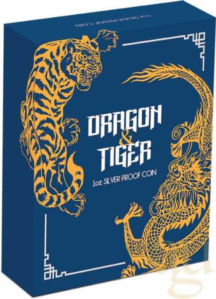 1 Unze Silbermünze Australien Drache & Tiger 2019 - polierte Platte