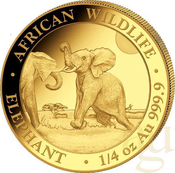 1/4 Unze Goldmünze Somalia Elefant 2024