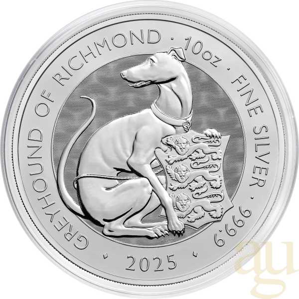 10 Unzen Silbermünze Tudor Beasts Greyhound 2025