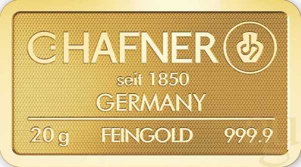 20 Gramm Goldbarren C. Hafner
