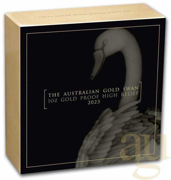 1 Unze Goldmünze Australien Schwan 2023 - High Relief - polierte Platte