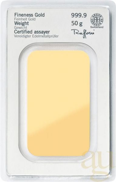50 Gramm Goldbarren Heraeus