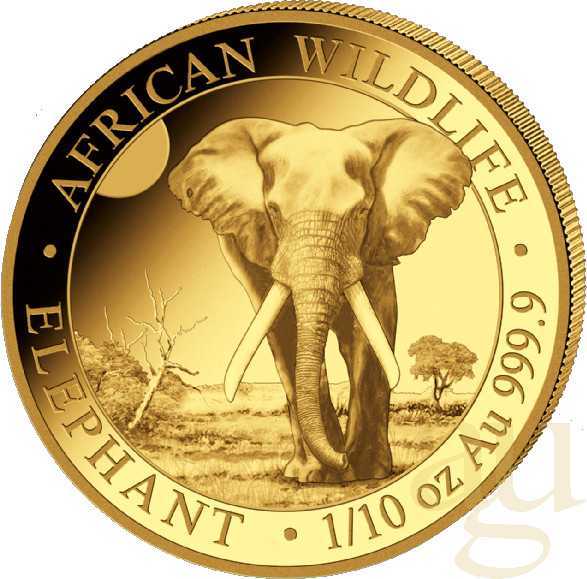 1/10 Unze Goldmünze Somalia Elefant 2025