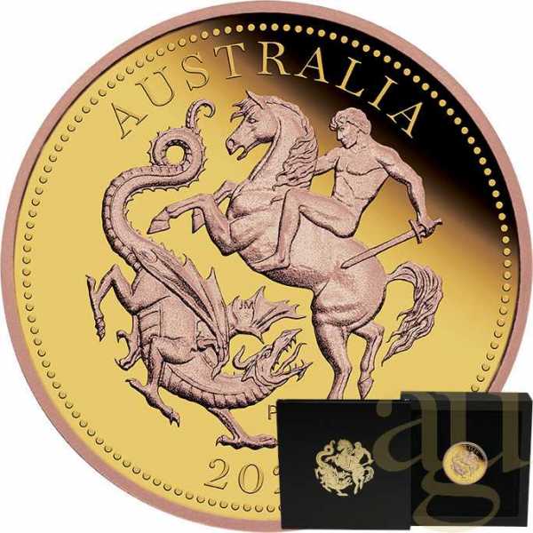 The Perth Mint 125 Jahre Australian Five Sovereign 2024 Goldmünze teilvergoldet - polierte Platte