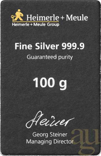100 Gramm Silberbarren Heimerle + Meule